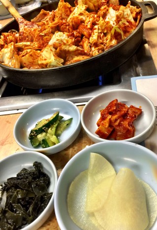 Dak Galbi with Banchan (side dishes)